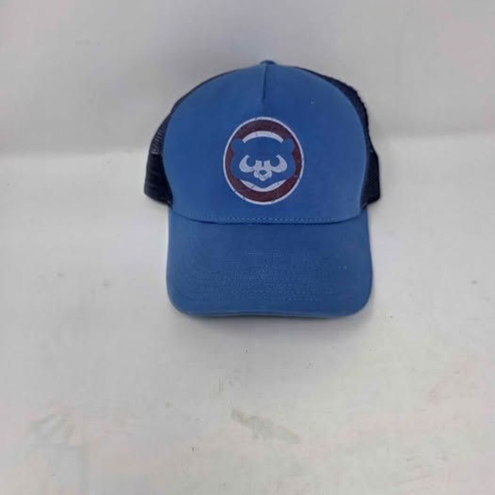 Vintage Nike Team Chicago Cubs Trucker Hat MLB Cooperstown Snapback Blue Mesh